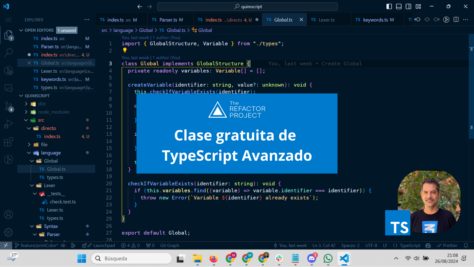 Clase gratuita de TypeScript Avanzado